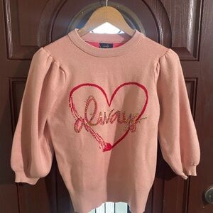 Girls' Pink Heart 'Always' Long Sleeve Sweater